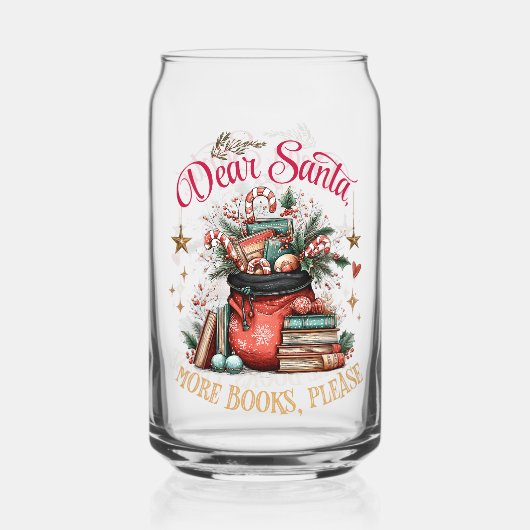 Dear Santa, More Books Please  Blikvorm Glas (Voorkant)