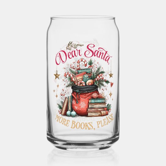 Dear Santa, More Books Please  Blikvorm Glas (Achterkant)