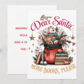 Dear Santa, More Books Please Feestdagenkaart (Voorkant / Achterkant)