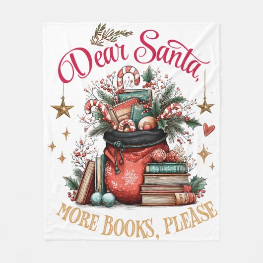 Dear Santa, More Books Please  Fleece Deken (Voorkant)