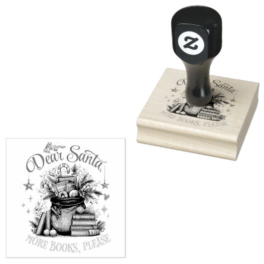Dear Santa, More Books Please  Rubberstempel (Gestempeld)