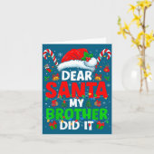 Dear Santa My Brother Did It Funny Christmas Boys  Kaart (Gele Bloem)