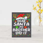 Dear Santa My Brother Did It Funny Christmas Boys  Kaart (Gele Bloem)