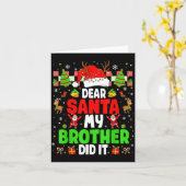 Dear Santa My Brother Did It Funny Christmas Boys  Kaart (Gele Bloem)
