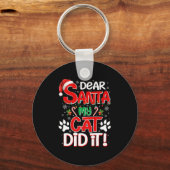 Dear Santa My Cat Did It Funny Christmas Cat Lover Sleutelhanger (Voorkant)