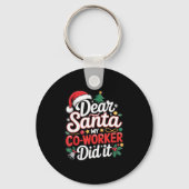 Dear Santa My Co-worker Did It Funny Christmas Cow Sleutelhanger (Voorkant)