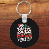 Dear Santa My Co-worker Did It Funny Christmas Cow Sleutelhanger (Voorkant)