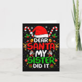 Dear Santa My Sister Did It Funny Christmas Boys G Kaart (Voorkant)