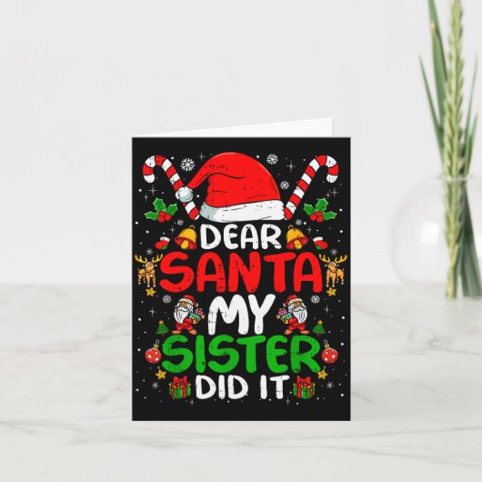Dear Santa My Sister Did It Funny Christmas Boys G Kaart (Voorkant)