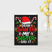 Dear Santa My Sister Did It Funny Christmas Boys G Kaart (Gele Bloem)