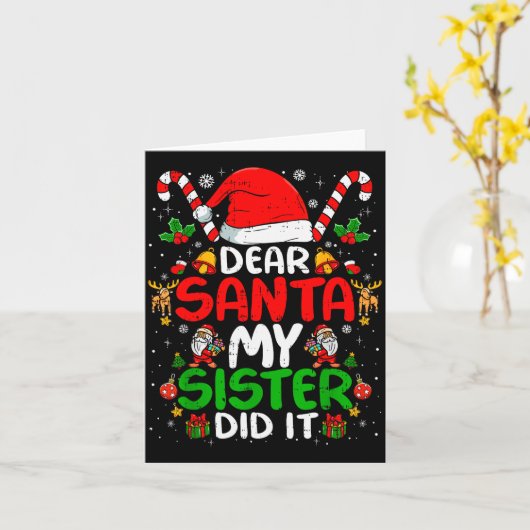 Dear Santa My Sister Did It Funny Christmas Boys G Kaart (Gele Bloem)