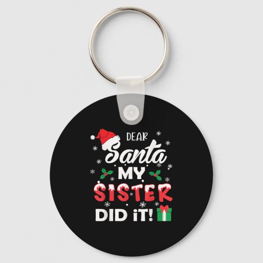 Dear Santa My Sister Did It Funny Christmas Pajama Sleutelhanger (Voorkant)