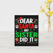 Dear Santa My Sister Did It Girls Kids Boys Funny  Kaart (Gele Bloem)