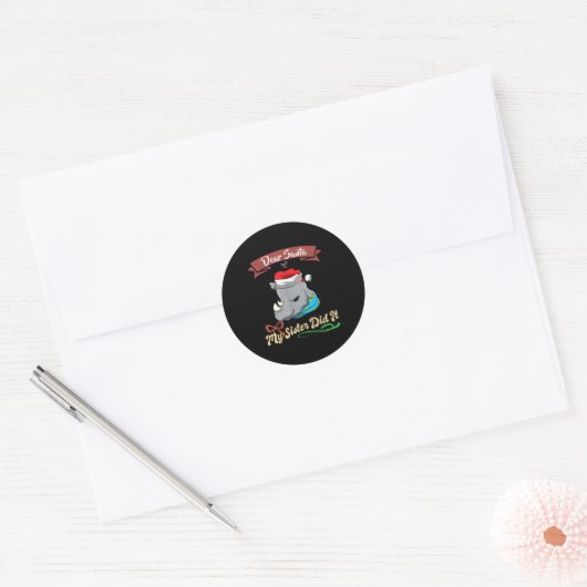 Dear Santa My Sister Did It Siblings Christmas  Ronde Sticker (Envelop)