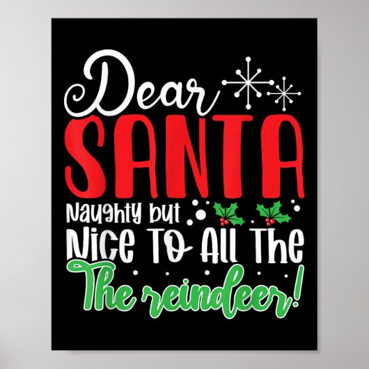 Dear Santa Naughty But Nice To All The Reindeer! F Poster (Voorkant)