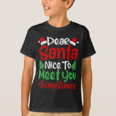 Dear Santa Nice To Meet With You Sometimes! Funny T-shirt (Voorkant)