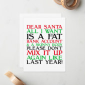 Dear Santa Notitiekaartje (Voorkant / Achterkant in situ)