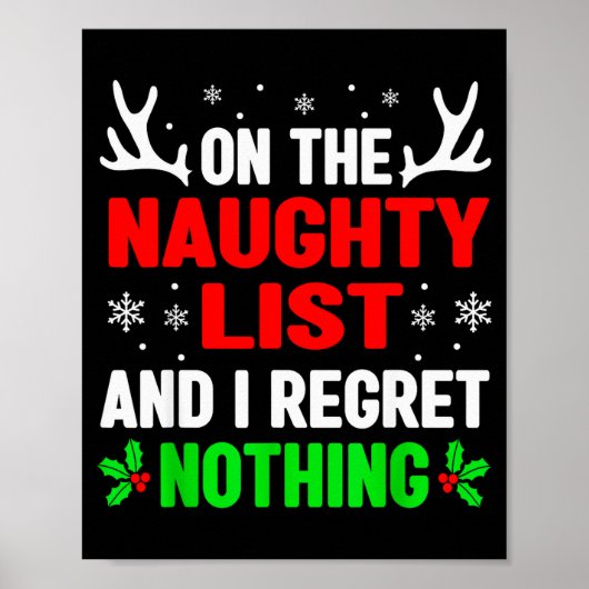 Dear Santa On Naughty List Funny Christmas Mens Wo Poster (Voorkant)