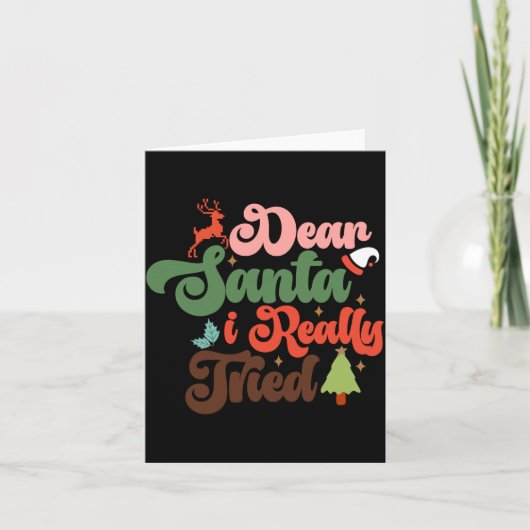 Dear Santa Retro Groovy Christmas Holidays T Shirt Kaart (Voorkant)
