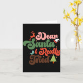Dear Santa Retro Groovy Christmas Holidays T Shirt Kaart (Gele Bloem)