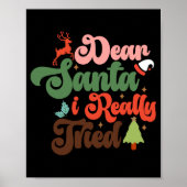 Dear Santa Retro Groovy Christmas Holidays T Shirt Poster (Voorkant)