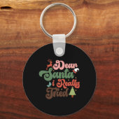 Dear Santa Retro Groovy Christmas Holidays T Shirt Sleutelhanger (Voorkant)
