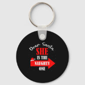 Dear Santa She Is The Naughty One Christmas Couple Sleutelhanger (Voorkant)