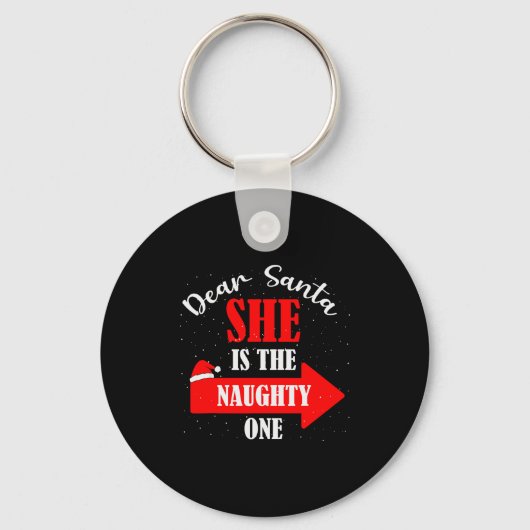 Dear Santa She Is The Naughty One Christmas Couple Sleutelhanger (Voorkant)