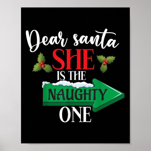Dear Santa She Is The Naughty One Couple Christmas Poster (Voorkant)