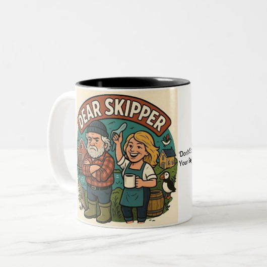 Dear Skipper Mug  Tweekleurige Koffiemok (Voorkant links)