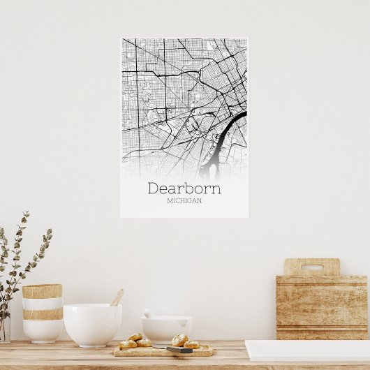 Dearborn Map - Michigan - City Map Poster (Keuken)