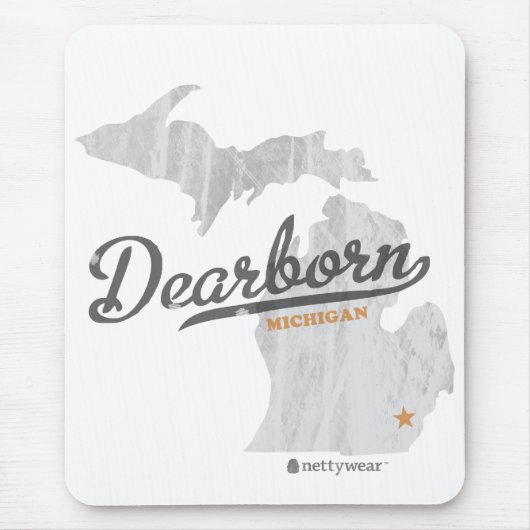 Dearborn Michigan Map Retro Mousepad Muismat (Voorkant)