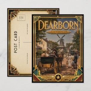 Dearborn Michigan Vintage Art Deco Gouden Tijdperk Briefkaart