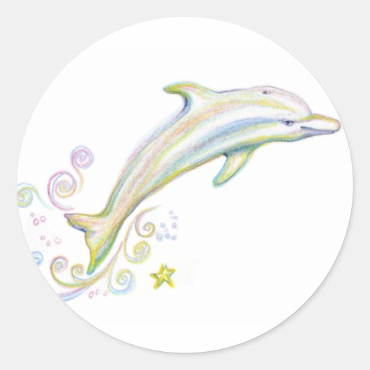 Dearest Dolphin Ronde Sticker (Voorkant)