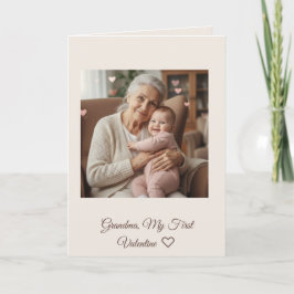 Dearest Grandma Pink Hearts First Valentine Folded Kaart