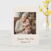 Dearest Grandma Pink Hearts First Valentine Folded Kaart (Gele Bloem)