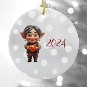 Dearie Kerst Elf Keramisch Ornament
