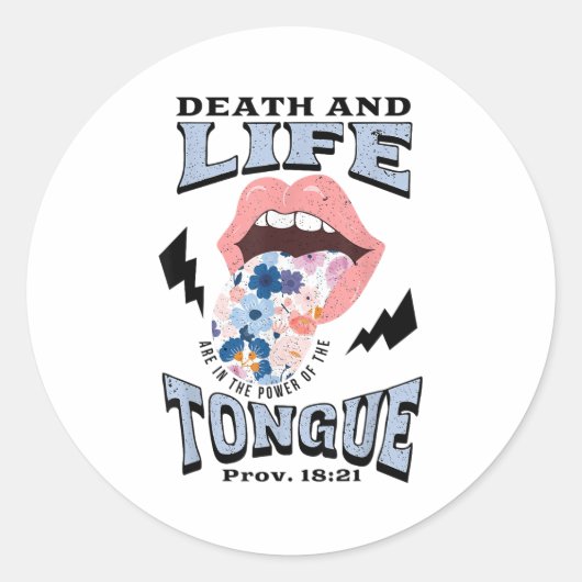 Death And Life Tongue Christian  Ronde Sticker (Voorkant)