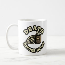 Death Before Decaf | Funny Retro Skull & Coffee  Koffiemok