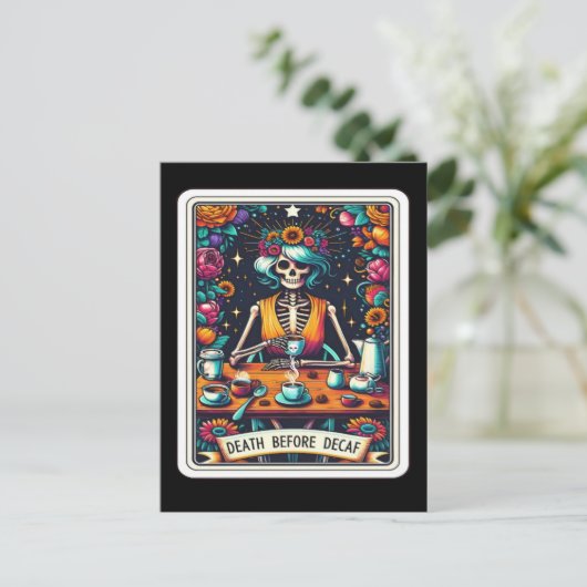 Death Before Decaf Tarot Kaart Collectie (Staand voorkant)
