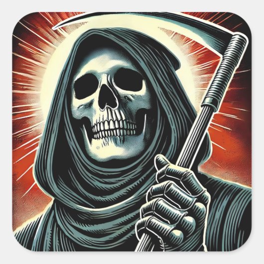 death character illustration vierkante sticker (Voorkant)