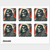 death character illustration vierkante sticker (Vel)