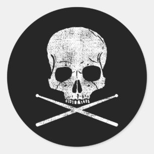 Death Drummer Metal  Drum Set Drumsticks Gi Ronde Sticker