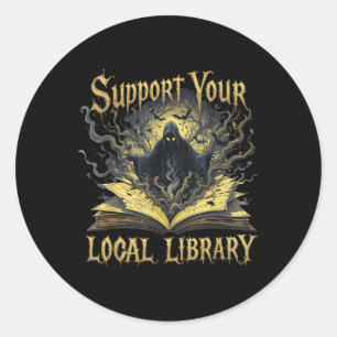 Death Gothic Steun Uw Lokale Bibliotheek Lovers Bo Ronde Sticker