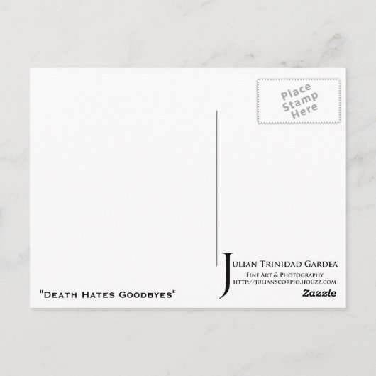 "Death Hates Goodbyes" (zwart) - Briefkaart (Achterkant)