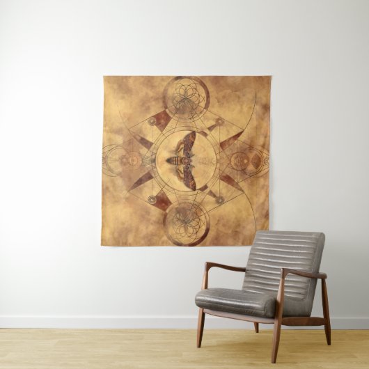 Death-head Hawkth Sacred Geometry Digital Art Wandkleed (In Situ (horizontaal))