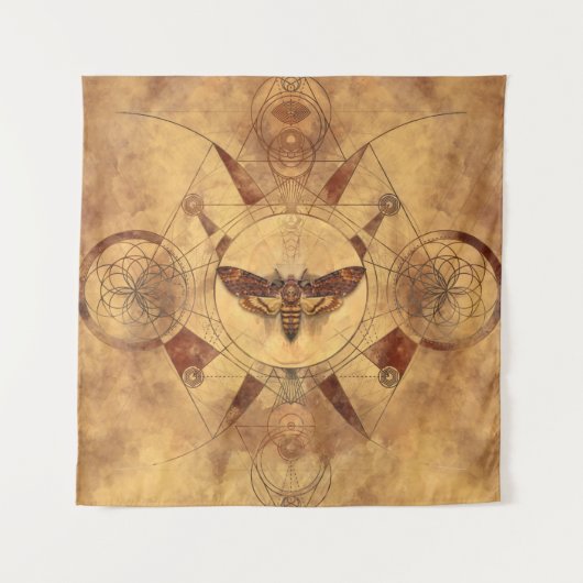 Death-head Hawkth Sacred Geometry Digital Art Wandkleed (Voorkant)