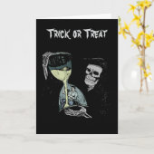 Death Hourglass Reaper Trick or treat Halloween Kaart (Gele Bloem)