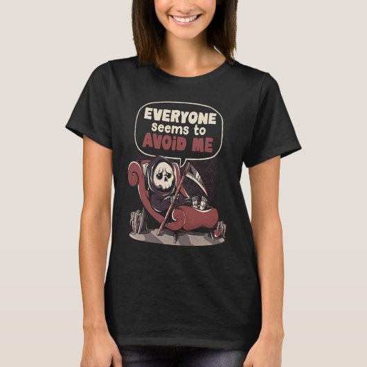 Death Issues Funny Halloween Skull Grim Reaper Ske T-shirt (Voorkant)