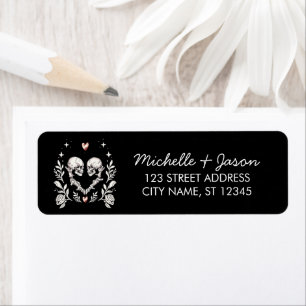 Death Lovers Skeleton Wedding Retouradres Etiket